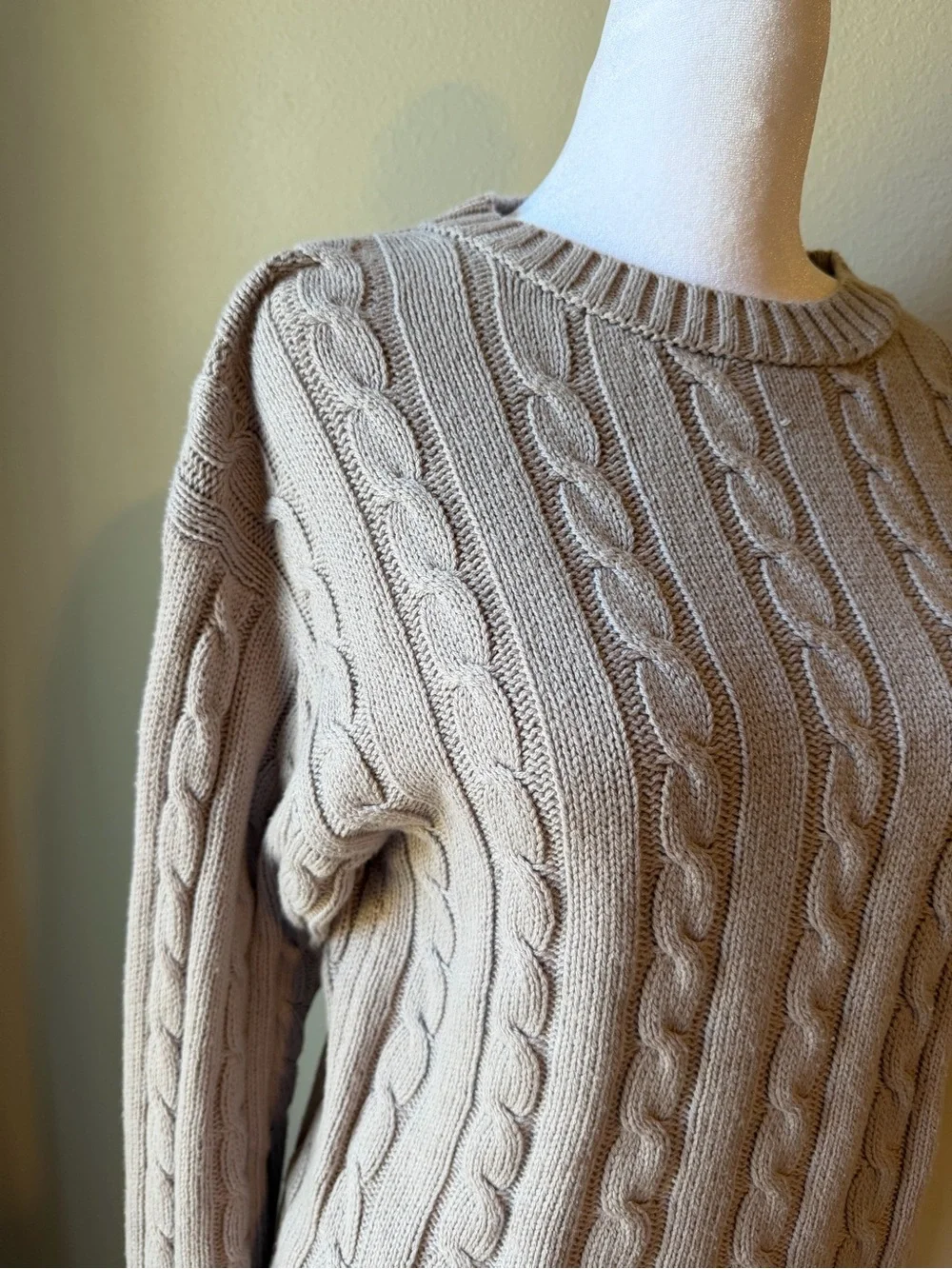 wild fable Cable Knit Crewneck Sweater in Beige